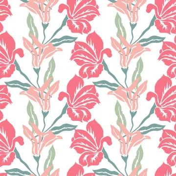 Seamless pattern with decorative lilies, for invitations, cards, scrapbooking Illustrazione stock