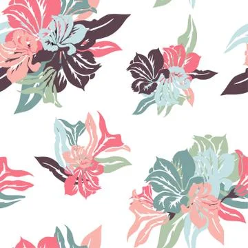 Seamless pattern with decorative lily, for invitations, cards, scrapbooking Stock Illustration