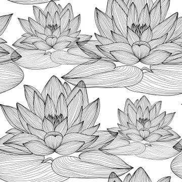 Seamless pattern with decorative lotus, for invitations, cards, scrapbooking Illustrazione stock