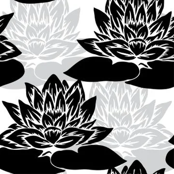 Seamless pattern with decorative lotus, for invitations, cards, scrapbooking Illustrazione stock