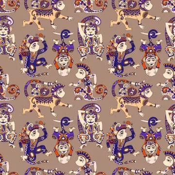 Seamless pattern with decorative monkey animal Stock Illustration