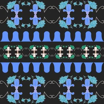 Seamless pattern with decorative natural elements damask style Stock Illustration