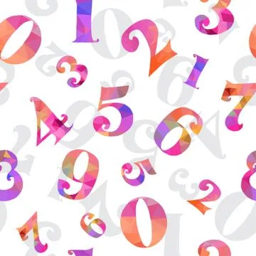 Seamless pattern with decorative numbers, for invitations, cards, scrapbooking Stock Illustration