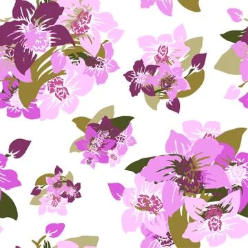 Seamless pattern with decorative orchid, for invitations, cards, scrapbooking Stock Illustration