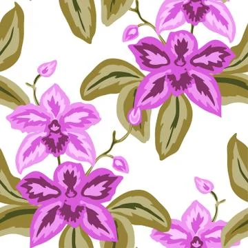 Seamless pattern with decorative orchid, for invitations, cards, scrapbooking Stock Illustration