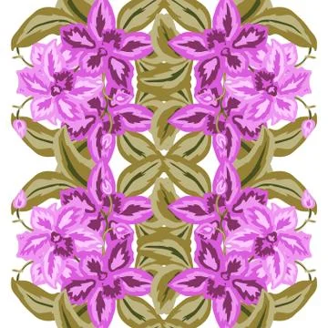 Seamless pattern with decorative orchids, for invitations, cards, scrapbooking Stock Illustration