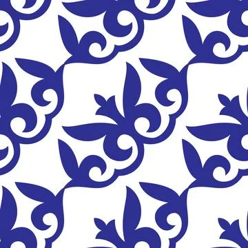 Seamless pattern with decorative ornament. Blue and white colors. Ethnic Asia  스톡 일러스트