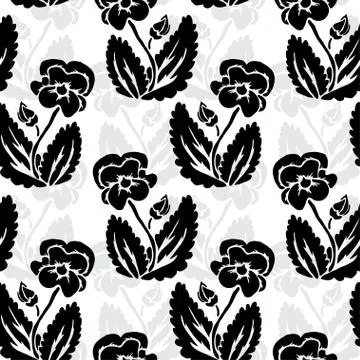 Seamless pattern with decorative pansies, for invitations, cards, scrapbooking Stock Illustration