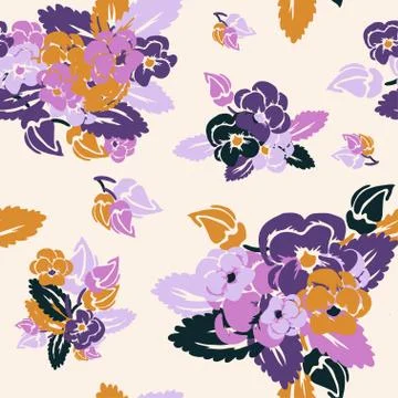 Seamless pattern with decorative pansy, for invitations, cards, scrapbooking Stock Illustration