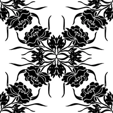 Seamless pattern with decorative peonies, for invitations, cards, scrapbooking Stock Illustration