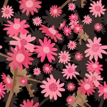 Seamless pattern with decorative pink flowers Stock Illustration