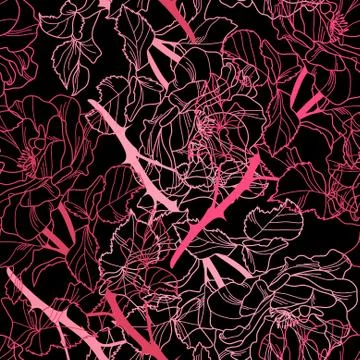 Seamless pattern with decorative pink roses Stock Illustration
