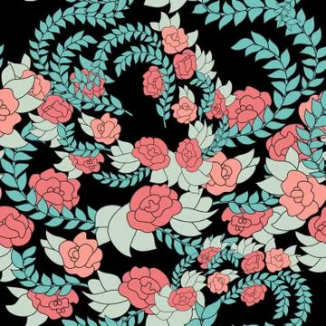 Seamless pattern with decorative pink roses Stock Illustration