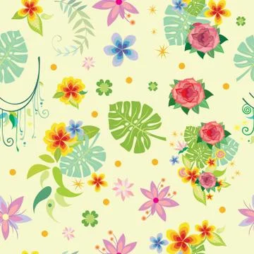 Seamless pattern with decorative plants Stock Illustration