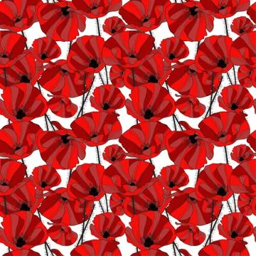 Seamless pattern with decorative poppies, for invitations, cards, scrapbooking Illustrazione stock