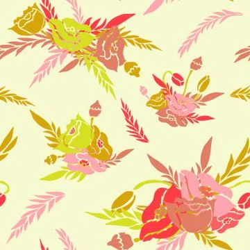 Seamless pattern with decorative poppy, for invitations, cards, scrapbooking Stock Illustration