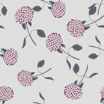 Seamless pattern with decorative random pink hydrangea flowers ornament. Past Illustrazione stock