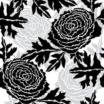 Seamless pattern with decorative ranunculus, for invitations, cards, scrapbook Stock Illustration