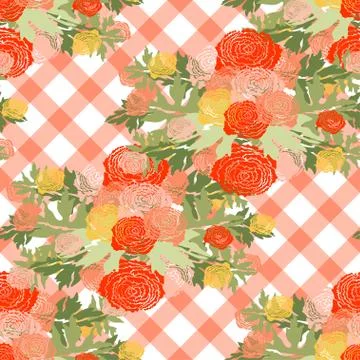 Seamless pattern with decorative ranunculus,for invitations, cards, scrapbooking Stock Illustration