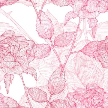 Seamless pattern with decorative roses, for invitations, cards, scrapbooking Stock Illustration