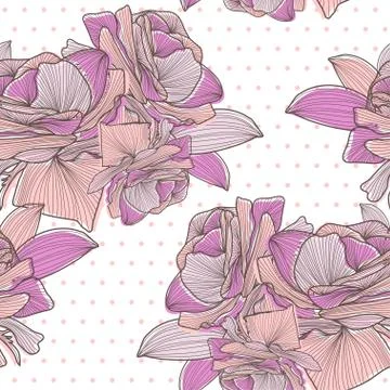 Seamless pattern with decorative roses, for invitations, cards, scrapbooking Stock Illustration