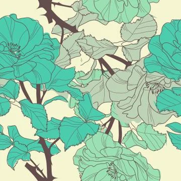 Seamless pattern with decorative roses, for invitations, cards, scrapbooking Stock Illustration