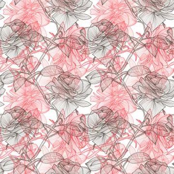 Seamless pattern with decorative roses, for invitations, cards, scrapbooking Stock Illustration