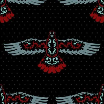 Seamless pattern with decorative seagulls Stock Illustration