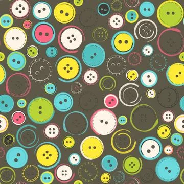 Seamless Pattern with Decorative Sewing Buttons over Brown Stock Illustration