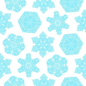 Seamless pattern with decorative snowflakes. Vector illustration.. Stock Illustration
