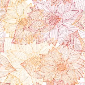 Seamless pattern with decorative sunflower, for invitations, cards, scrapbooking Stock Illustration