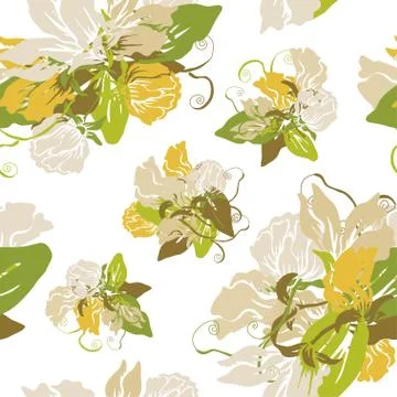 Seamless pattern with decorative sweet pea, for invitations, cards, scrapbooking Stock Illustration