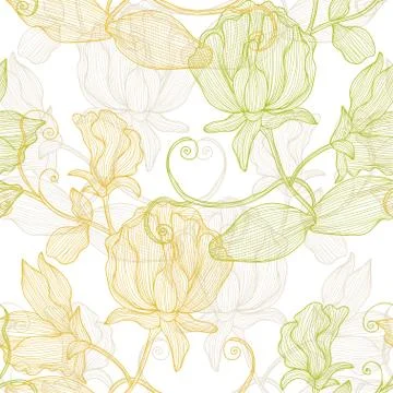Seamless pattern with decorative sweet pea, for invitations, cards, scrapbooking Stock Illustration