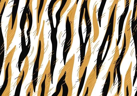 Seamless pattern with decorative tiger print. Animal stylized ornament, fur イラスト素材