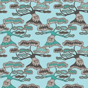 Seamless pattern with decorative trees, for invitations, cards, scrapbooking Stock Illustration