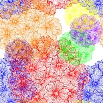 Seamless pattern with decorative verbena flowers, design element. rainbow colors Illustrazione stock