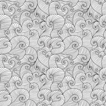 Seamless pattern with decorative waves, design element. marine background Stock Illustration