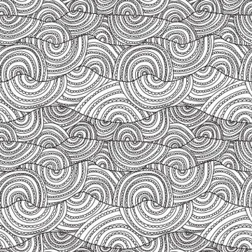 Seamless pattern with decorative waves, design element. marine background Stock Illustration