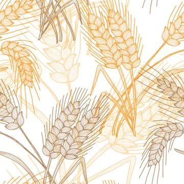 Seamless pattern with decorative wheat, for invitations, cards, scrapbooking Stock Illustration
