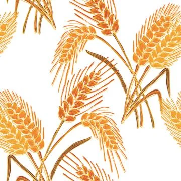 Seamless pattern with decorative wheat, for invitations, cards, scrapbooking Stock Illustration