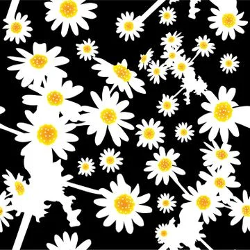 Seamless pattern with decorative white chamomile flowers Stock Illustration