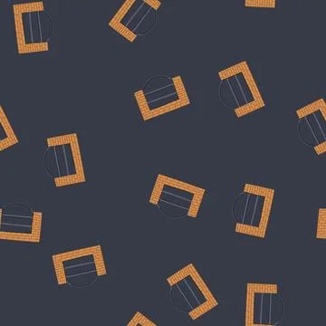Seamless pattern decorative wrought iron fence section on brick wall Stock Illustration