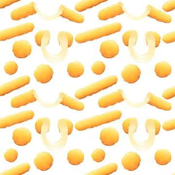Seamless pattern of deep-fried breaded mozzarella cheese sticks fast food snack Stock Illustration