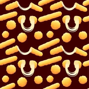 Seamless pattern of deep-fried breaded mozzarella cheese sticks fast food sna Stock Illustration