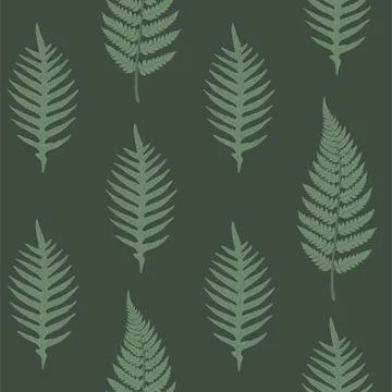Seamless pattern with deep green fern fronds. Stock Illustration