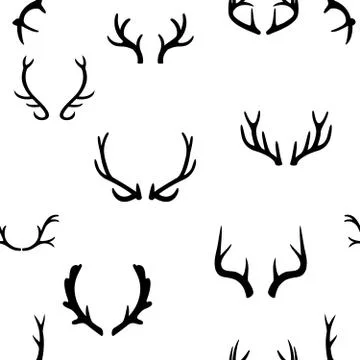 Seamless pattern with deer antlers. Vector illustration EPS 10 Stock Illustration