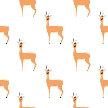 Seamless pattern with deer, doe, roe deer. Vector illustration Stock Illustration
