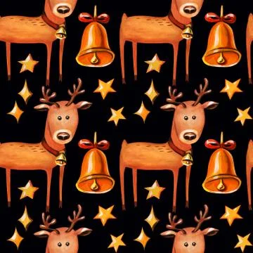 Seamless pattern with a deer. Stock Illustration