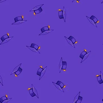 Seamless pattern degree graduation hat cartoon vector Illustrazione stock