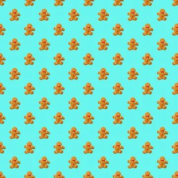 Seamless Pattern of Delectable Gingerbread Man Christmas Cookies Stock Photos